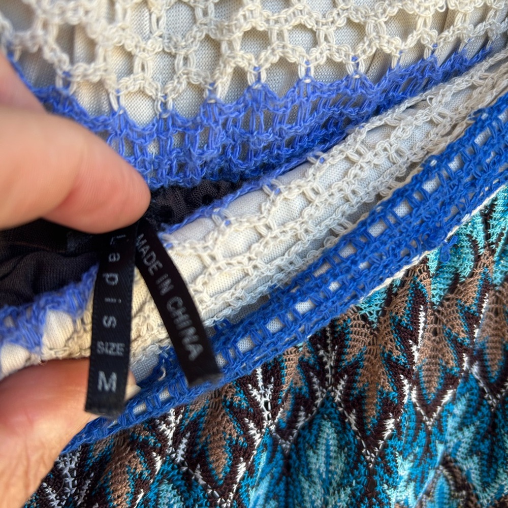 Lapis Blue and Brown Textured Skirt - Picture 6 of 8